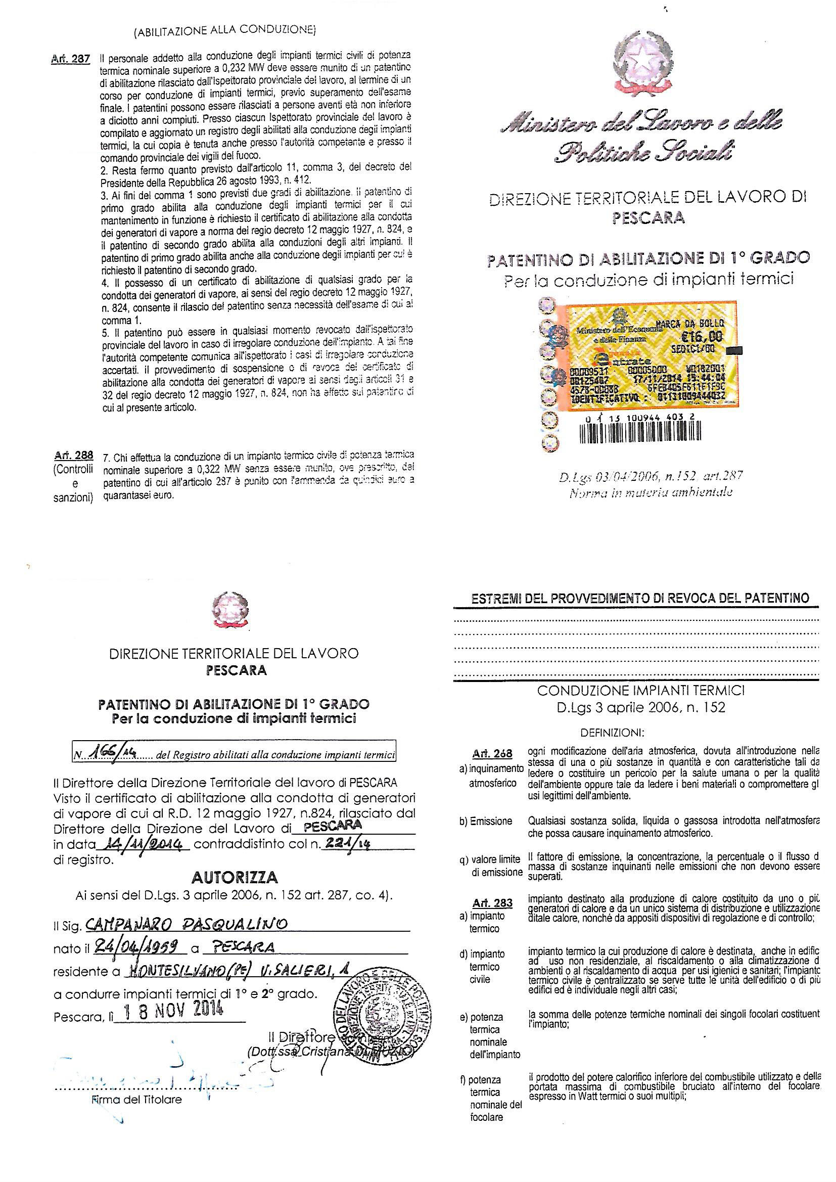 il patentino di abilitazione alla conduzione di impianti termici